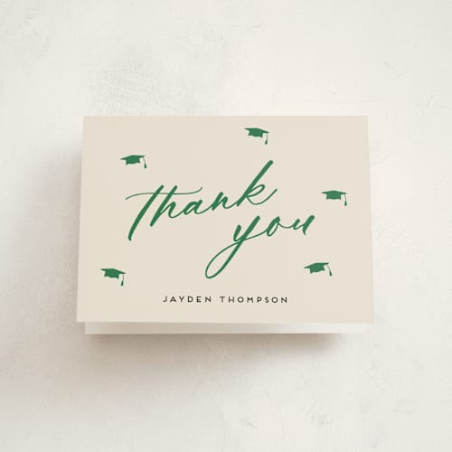 This is a emerald graduation thank you cards with standard by Louise Kay called celebrate the grad printing on strathmore in standard