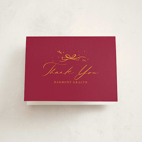 This is a burgundy graduation thank you cards with standard by Becky Nimoy called arch photo printing on strathmore in standard