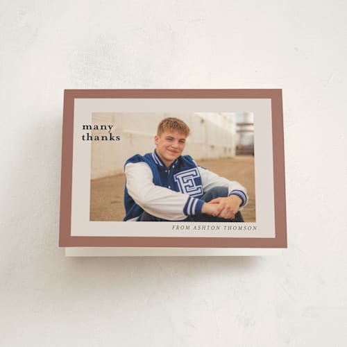 This is a maple graduation thank you cards with standard by Deynaaz Daraei called naruna printing on strathmore in standard