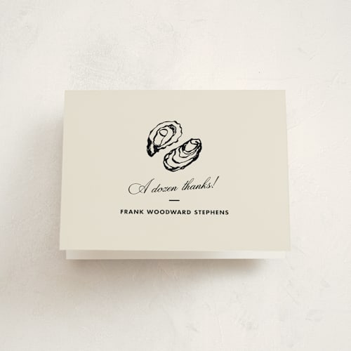 This is a caviar graduation thank you cards with standard by Megan Davis called oyster printing on strathmore in standard