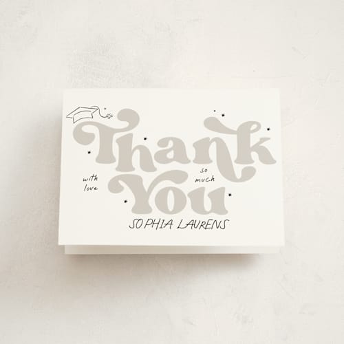 This is a ink graduation thank you cards with standard by Tamara Hilje called marker printing on strathmore in standard