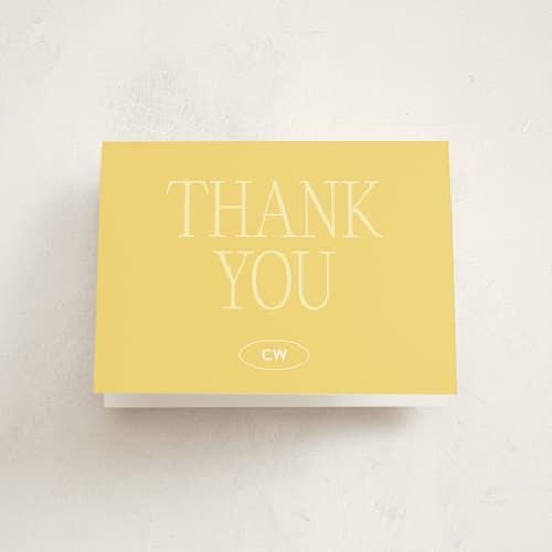 This is a butter graduation thank you cards with standard by Jenna Holcomb called spotlight moment printing on strathmore in standard