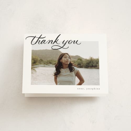 This is a onyx graduation thank you cards with standard by Ashley DeMeyere called alignment printing on strathmore in standard