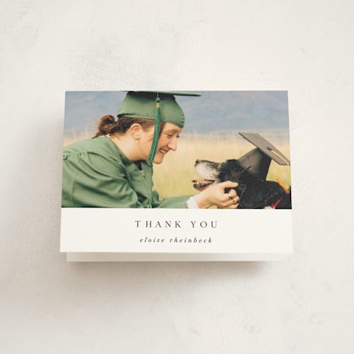 This is a cotton graduation thank you cards with standard by Morgan Kendall called carousel printing on strathmore in standard