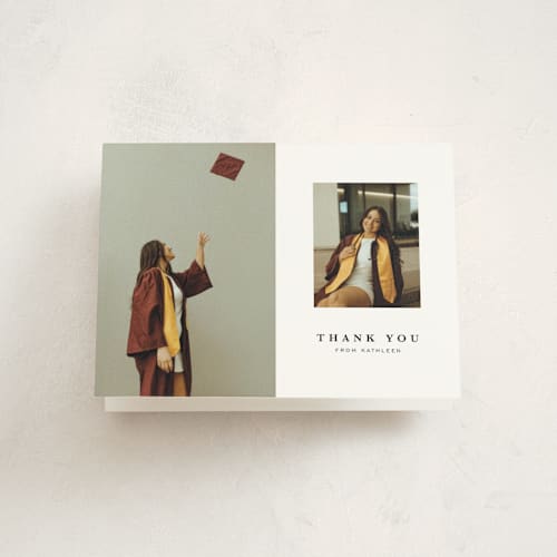 This is a salt graduation thank you cards with standard by Joyce Pinheiro called go far printing on strathmore in standard
