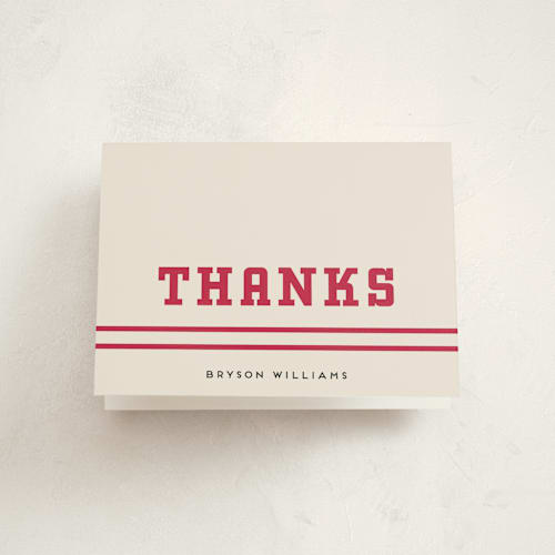 This is a cherry graduation thank you cards with standard by Louise Kay called team grad printing on strathmore in standard