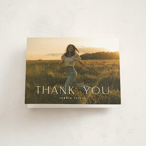 This is a cloud graduation thank you cards with standard by JoAnn Jinks called elegant name printing on strathmore in standard