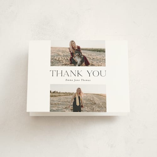 This is a classic graduation thank you cards with standard by Lehan Veenker called graduate grid printing on strathmore in standard