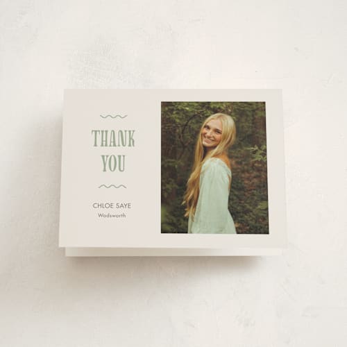 This is a sea glass graduation thank you cards with standard by Cindy Reynolds called new era printing on strathmore in standard
