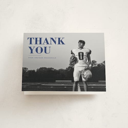 This is a midnight graduation thank you cards with standard by Emily Sabol Goss called bold headline printing on strathmore in standard