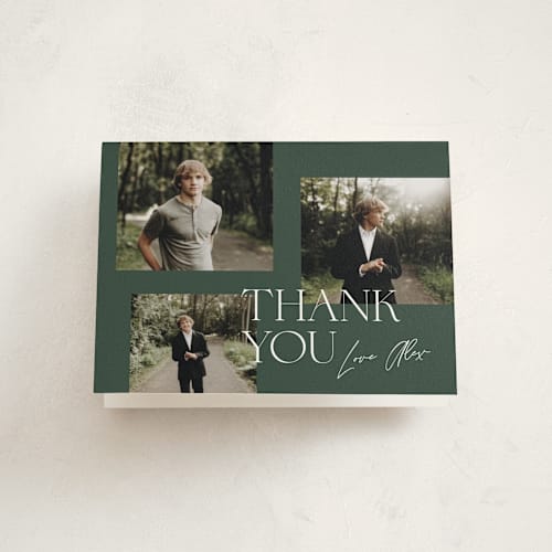 This is a forest graduation thank you cards with standard by Kelly Schmidt called troi printing on strathmore in standard