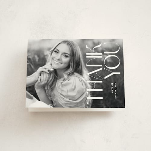 This is a swan graduation thank you cards with standard by Owl and Toad called colonnade printing on strathmore in standard