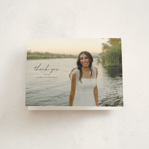 This is a onyx graduation thank you cards with standard by Eric Ransom called high script printing on strathmore in standard