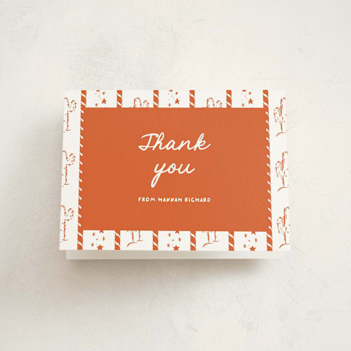 This is a bronco graduation thank you cards with standard by Claudia Orengo called western printing on strathmore in standard