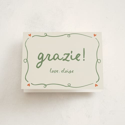 This is a sage graduation thank you cards with standard by Stephanie Heinrich Godbout called cin cin printing on strathmore in standard