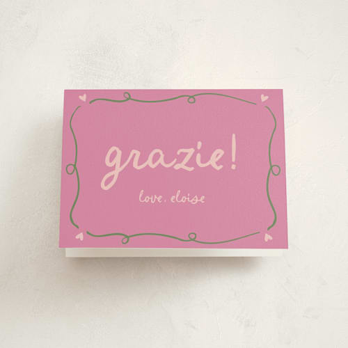 This is a peony graduation thank you cards with standard by Stephanie Heinrich Godbout called cin cin printing on strathmore in standard