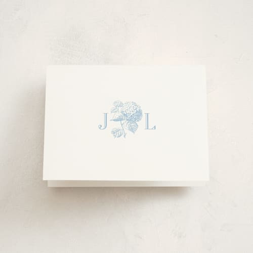 This is a sky blue graduation thank you cards with standard by Megan Davis called chesapeake printing on strathmore in standard