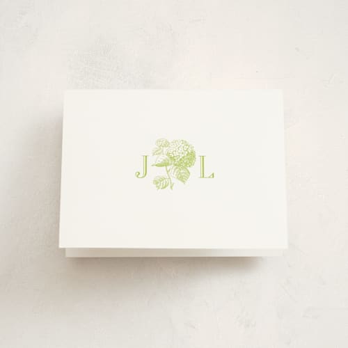 This is a hydrangea graduation thank you cards with standard by Megan Davis called chesapeake printing on strathmore in standard
