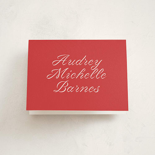 This is a crimson graduation thank you cards with standard by Megan Davis called ribbons and cords printing on strathmore in standard