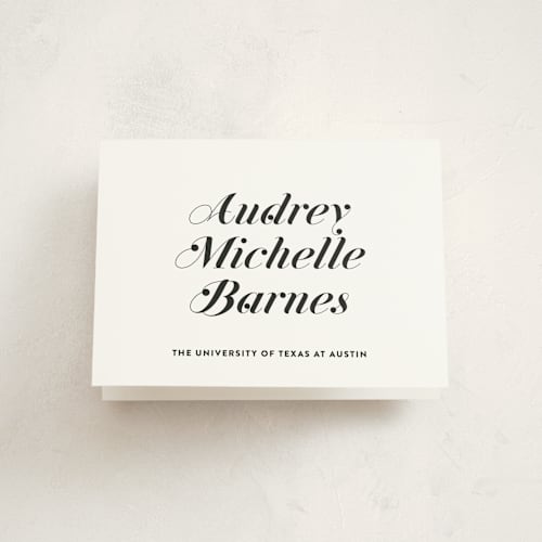 This is a ink graduation thank you cards with standard by Megan Davis called class dismissed printing on strathmore in standard
