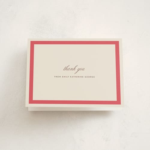 This is a berry graduation thank you cards with standard by Megan Davis called montauk printing on strathmore in standard