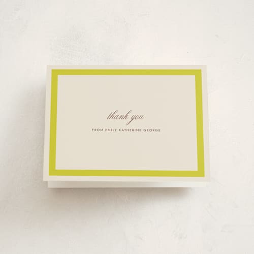 This is a citrus graduation thank you cards with standard by Megan Davis called montauk printing on strathmore in standard