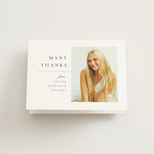 This is a snow graduation thank you cards with standard by Meggy Masters called divided printing on strathmore in standard