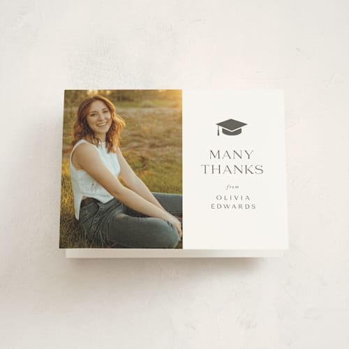 This is a snow graduation thank you cards with standard by Yaling Hou Suzuki called next adventure printing on strathmore in standard