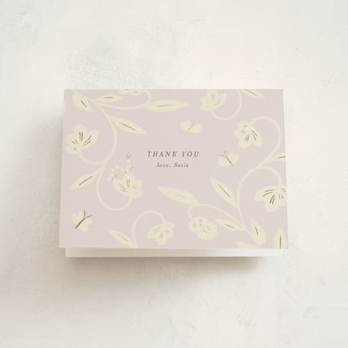 This is a petal baby shower thank you cards with foil pressed by Ani Somi called butterfly garden printing on strathmore in standard
