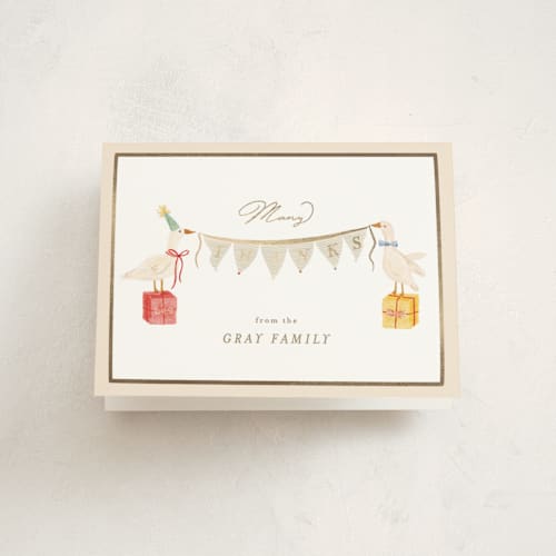 This is a lemonade baby shower thank you cards with foil pressed by Julie Murray called honk for baby! printing on strathmore in standard