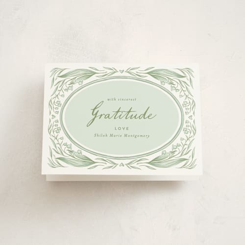 This is a lilypad baby shower thank you cards with standard by Leah Bisch called lily printing on strathmore in standard