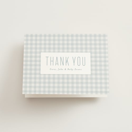 This is a sky baby shower thank you cards with standard by Lea Delaveris called charming printing on strathmore in standard