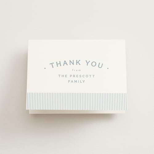 This is a sky baby shower thank you cards with standard by Lea Delaveris called a cute stripe printing on strathmore in standard