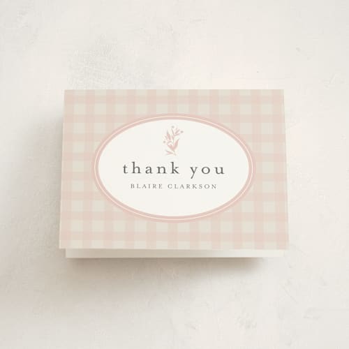 This is a ballet slipper baby shower thank you cards with standard by Jessica Williams called delicate bloom printing on strathmore in standard