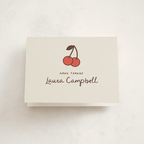 This is a sundae baby shower thank you cards with standard by Megan Davis called cherry on top printing on strathmore in standard