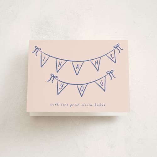 This is a cupcake baby shower thank you cards with standard by Ashley Iwafuchi called baby garland printing on strathmore in standard
