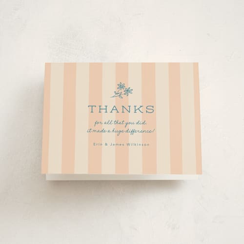 This is a peachy baby shower thank you cards with standard by Leia Matt called nesting toolbox printing on strathmore in standard