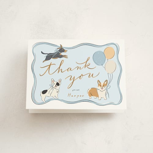 This is a fur baby shower thank you cards with standard by Erin German called party puppies printing on strathmore in standard