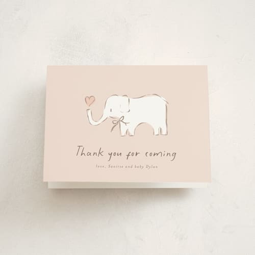 This is a taupe baby shower thank you cards with standard by chocomocacino called bananella printing on strathmore in standard