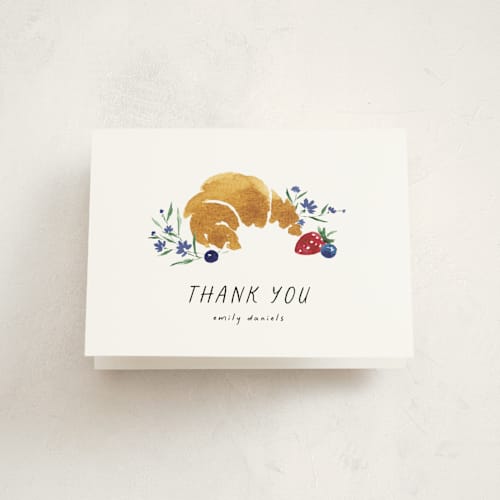 This is a blueberry baby shower thank you cards with standard by Kate Ahn called bonjour printing on strathmore in standard