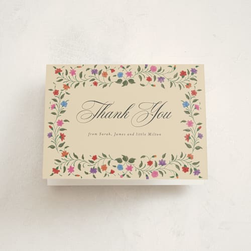 This is a summer baby shower thank you cards with standard by Deynaaz Daraei called rotan printing on strathmore in standard
