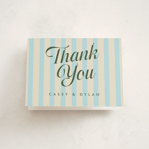 This is a cream soda baby shower thank you cards with standard by Morgan Kendall called soda shoppe printing on strathmore in standard