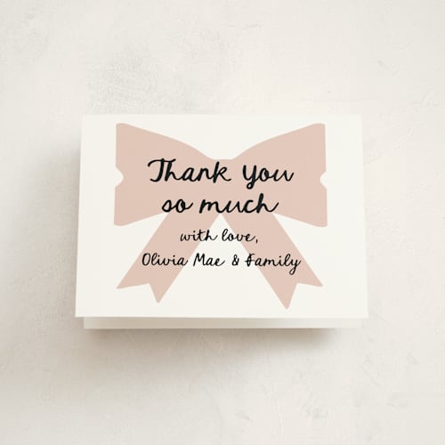 This is a blush baby shower thank you cards with standard by AK Graphics called gift printing on strathmore in standard