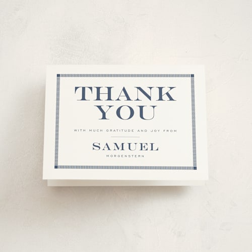 This is a navy bar mitzvah bat mitzvah invitations with standard by Jenna Holcomb called square frame printing on strathmore in standard