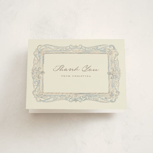 This is a denim kids thank you cards with standard by Creo Study called regency frame printing on strathmore in standard