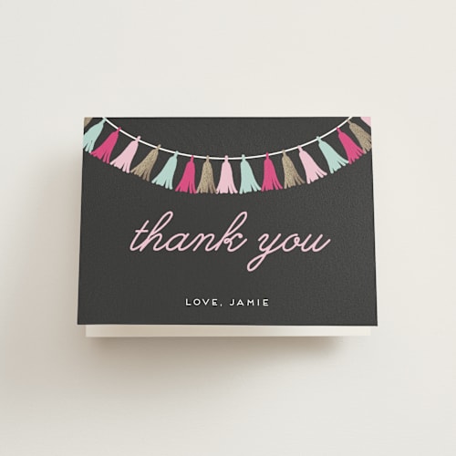 This is a dusk kids thank you cards with standard by Saltwater Designs called the sweetest celebration printing on strathmore in standard