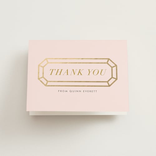 This is a light rose kids thank you cards with standard by Monica Tuazon called sixteen karats printing on strathmore in standard