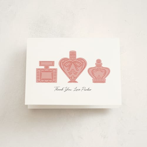 This is a rose kids thank you cards with standard by mo kelley called slumber party printing on strathmore in standard