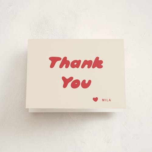 This is a cherry kids thank you cards with standard by Ani Somi called bubble gum printing on strathmore in standard
