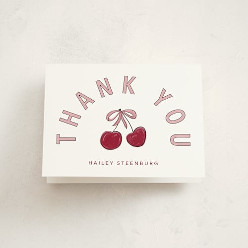 This is a meringue kids thank you cards with standard by Inkblot Design called cherry sundae printing on strathmore in standard
